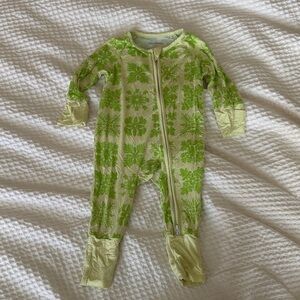 Coco moon Hawaii - Green Patterned Kids One-Piece Zipper Pajamas
